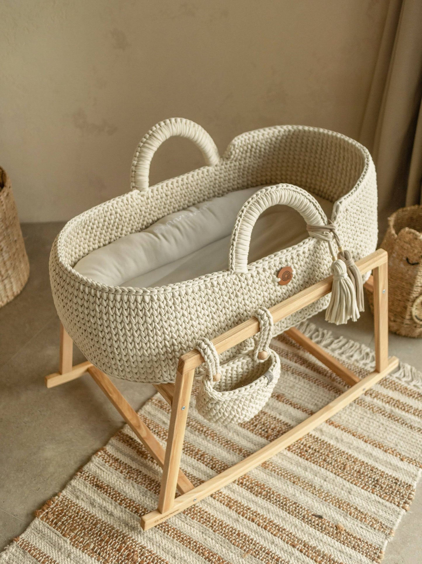 Moses Basket For Baby Nests And Loungers, Ecru / Bassinet Only / Only Bassinet / Ecru