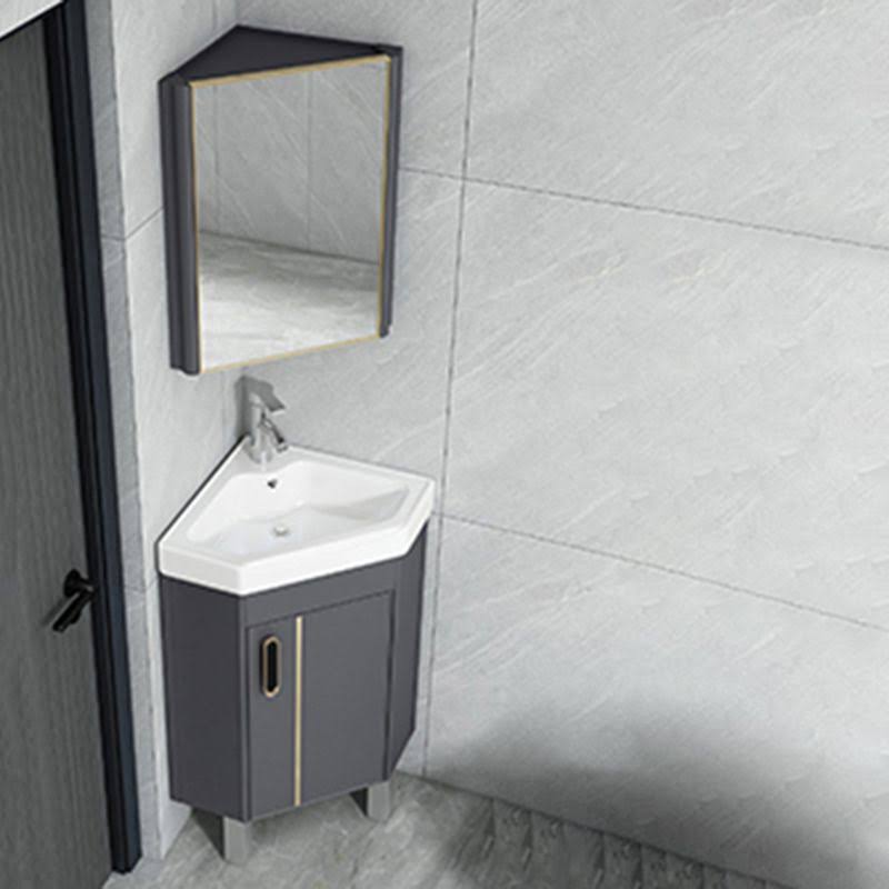 Vanity Set Single Sink Glam Corner Vanity With Soft Close Door - Vanity & Faucets & Mirror Cabinet 15l X 15w X 30h Grey