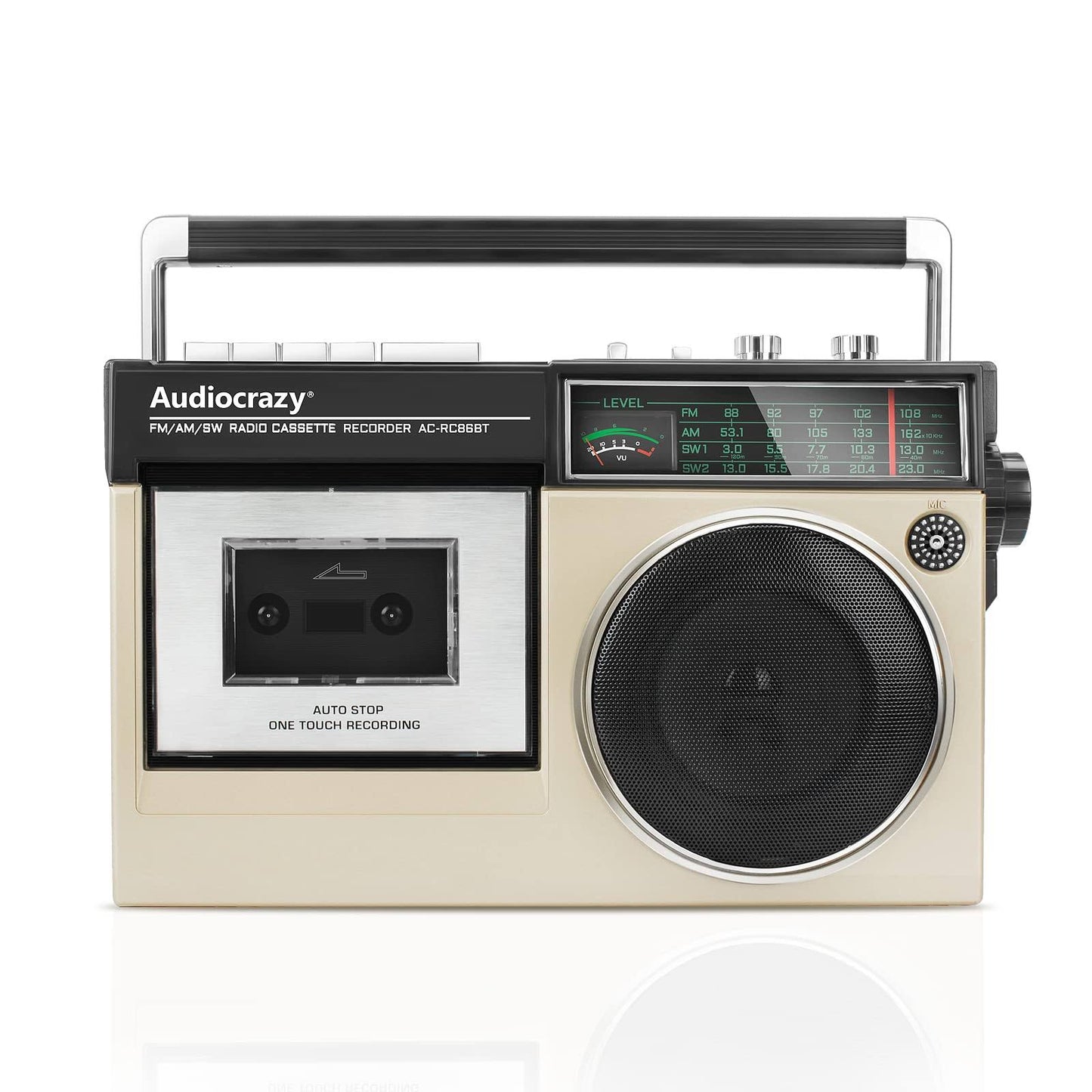 Retro Boombox Cassette Player Am Fm Sw Radio, Cassette Recorder With Built-In Microphone, Wireless Streaming, Usb Port, Headphone Jack,Ac