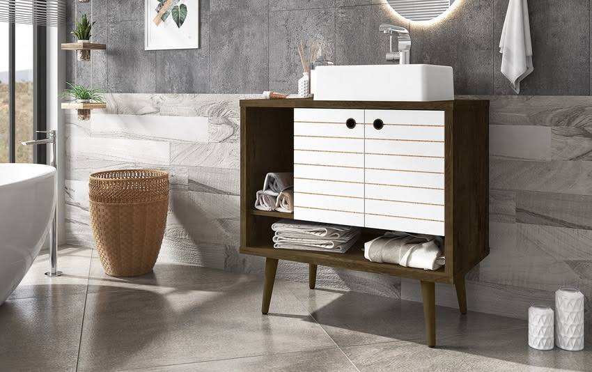 Vanity Brown Mid-Century Modern Bathroom Vanities Mdf By Bobs Discount Furniture