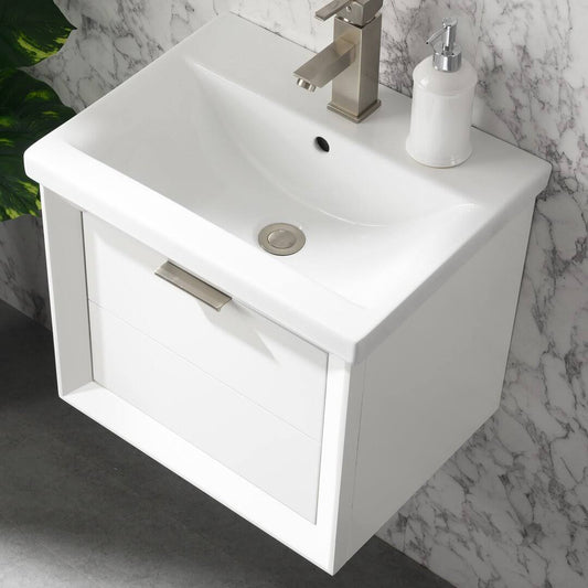 20 Wall-Mounted Single Bathroom Vanity Set Everly Quinn Base Finish