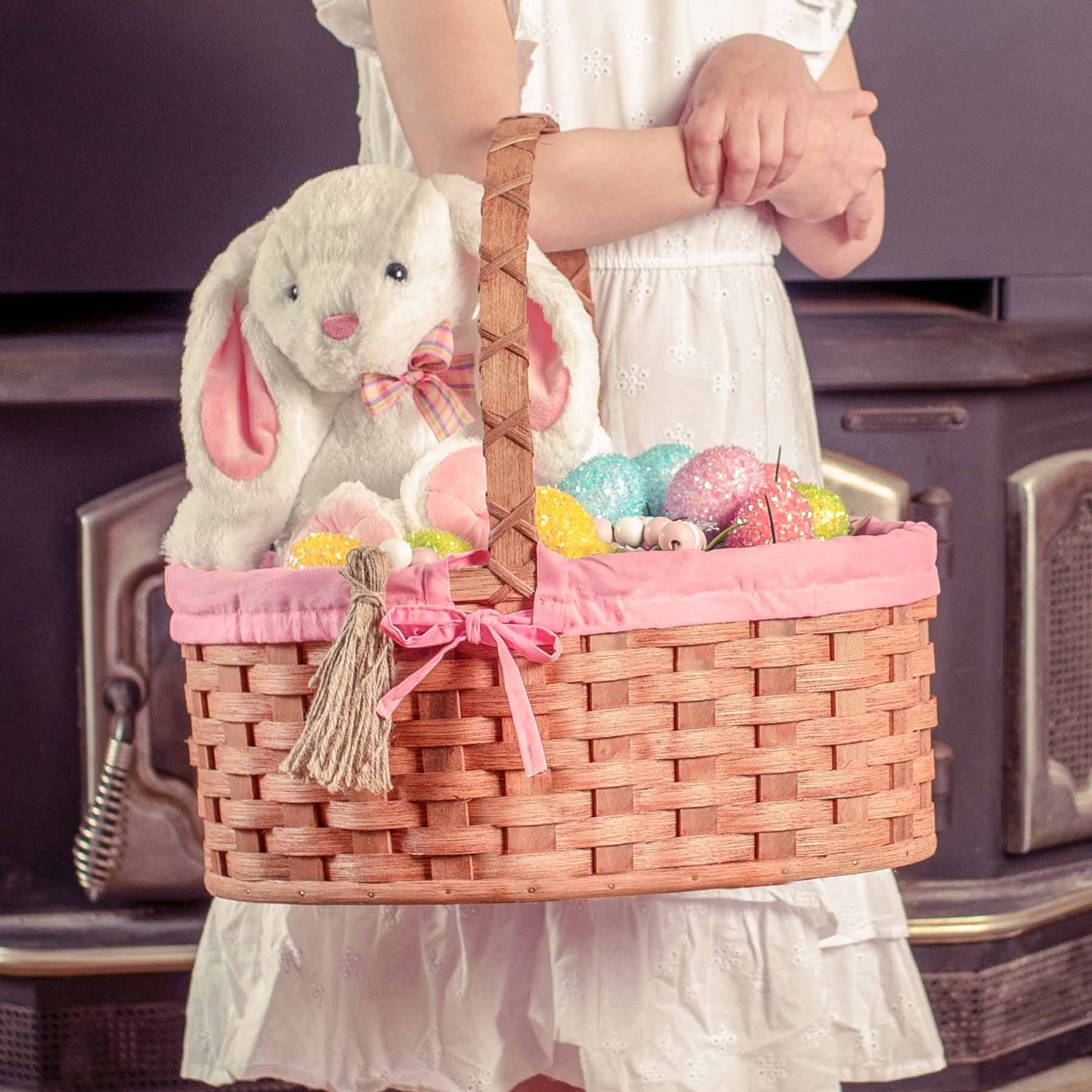 Oval Easter Basket In Plain | Natural Oversized Amish Woven Wicker | 17 X 13 X 15 By Amish Baskets