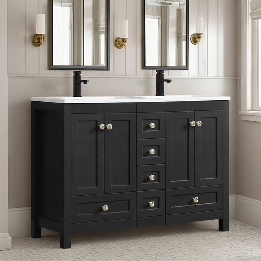 ® 48 Free Standing Double Bathroom Vanity With Resin Sink Top