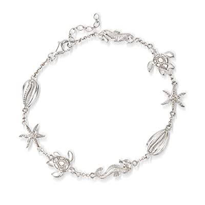 Sterling Sea Life Anklet Womens