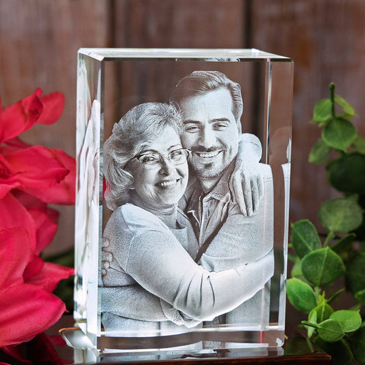 | Personalized 3d Crystal Rectangle - Mini | Laser Etched And Engraved Pictures - Custom 3d Photo Gift