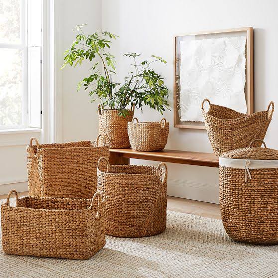 Seagrass Basket, Handle Baskets, Natural, Medium, 12w X 13.25d X 11.25h,