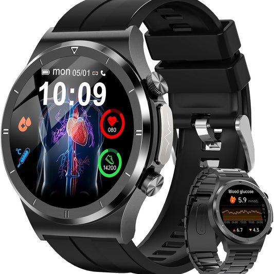 2023 New Smart Watch, Blood Glucose Meter Watch, 24/7 Heart Rate Monitor And Sleep Monitor, 1.39 Display Smartwatch With Calling, 123 Sport Modes,