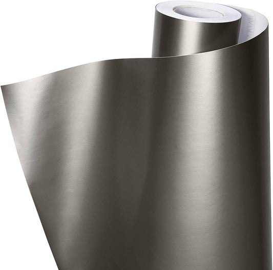 + Premium Charcoal Grey Satin Semi-Gloss Adhesive Vinyl Wrap Roll (1.5ft By 5ft)