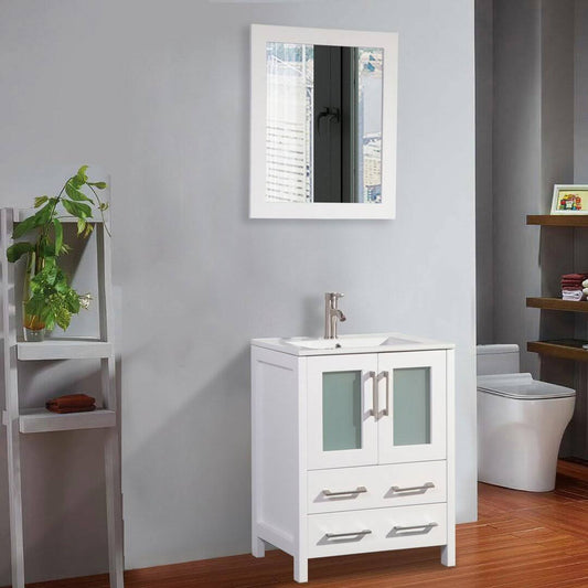 Single Bathroom Vanity Set With Mirror  Base Finish