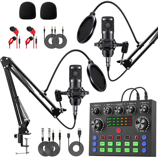 Podcast Equipment Bundle For 2, V8s Voice Changer With Bm-800 Podcast Microphone Bundle - Studio Condenser Microphone Perfect For Podcasting,