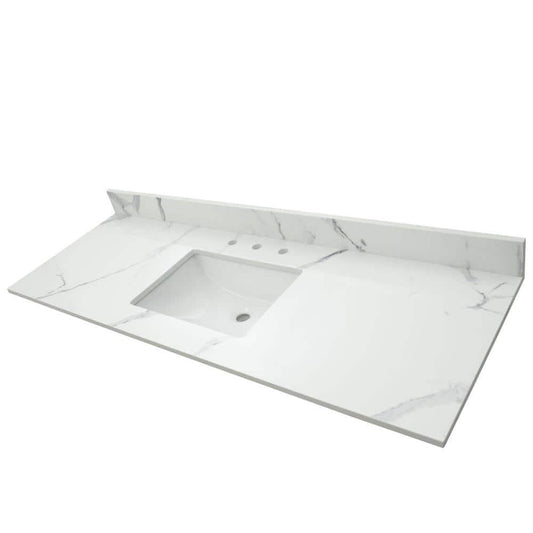 Surfaces Calacatta Nowy 61 In. W X 22 In. D Engineered Marble Vanity Top In White With White Rectangle Single Sink