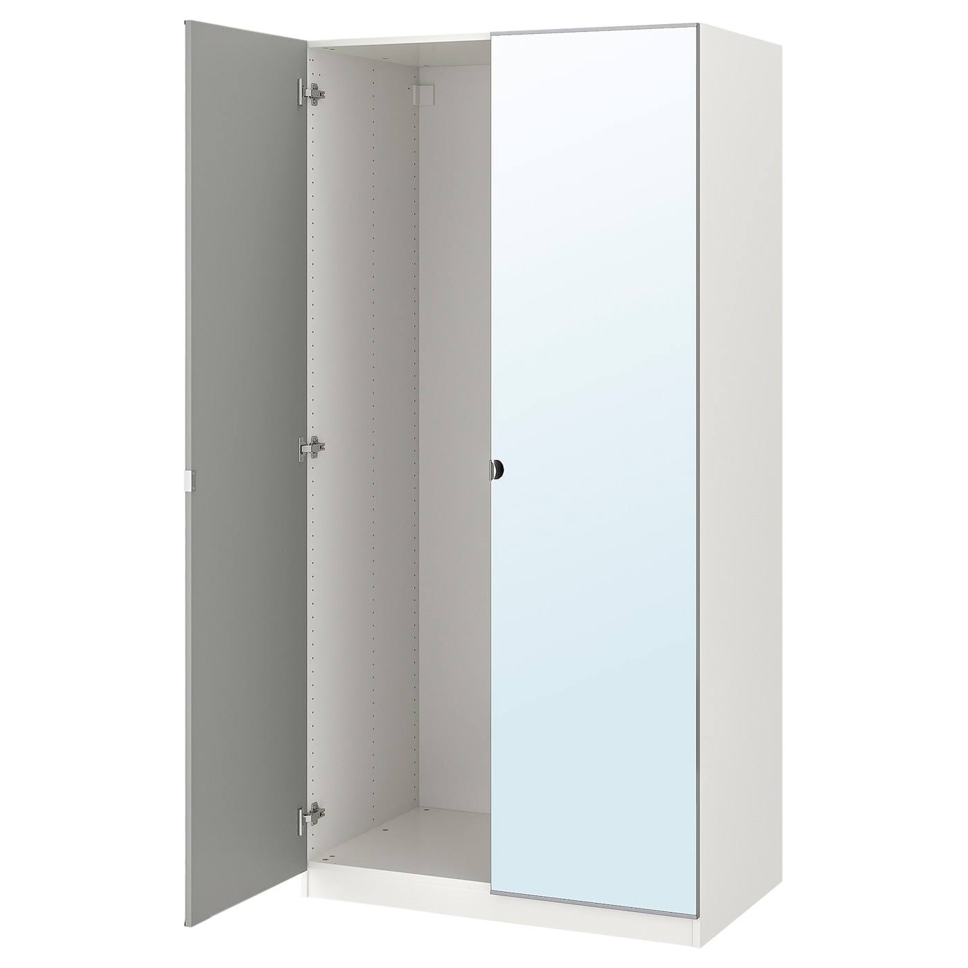 Pax Wardrobe With 2 Doors, White/Vikedal Mirror Glass, 39 3/8x23 3/4x79 1/4