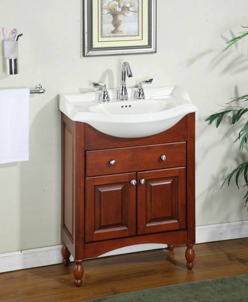 Narrow Depth Single Bathroom Vanity Base Only