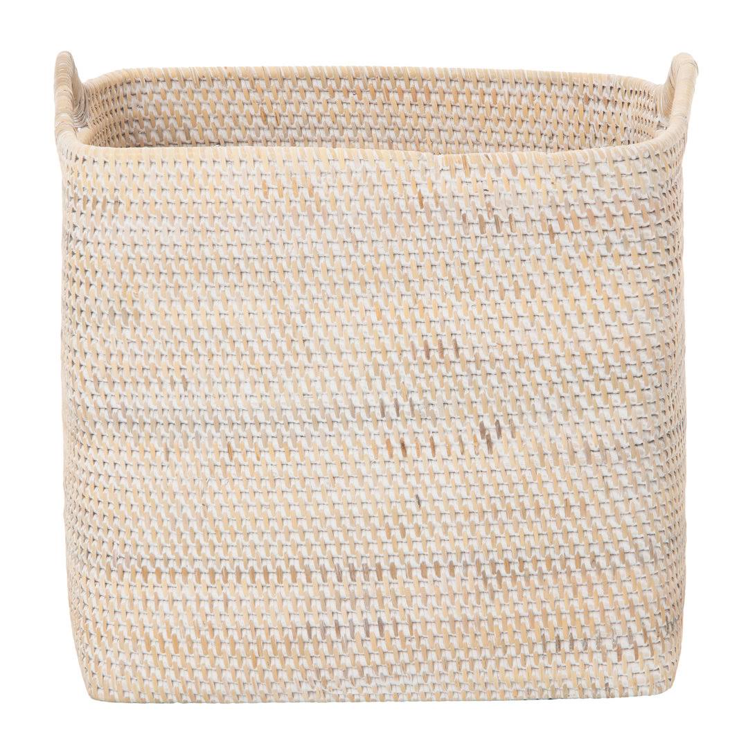 Simran Rectangular Decorative Rattan Storage Basket With Ear Handles