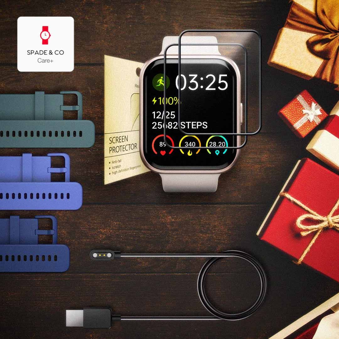 Smartwatch 3 Holiday Bundle | Rose Gold Stainless Steel | Hsw3, 3 Sport Bands, 1 Extra Charger, 1 Screen Protector Set, 6mo.  Care+