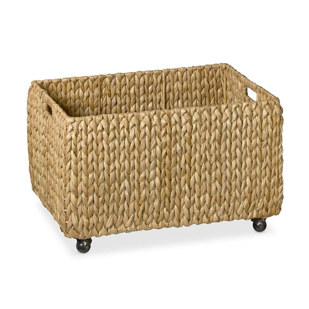 Nantucket Woven Seagrass Rectangular Bin On Wheels