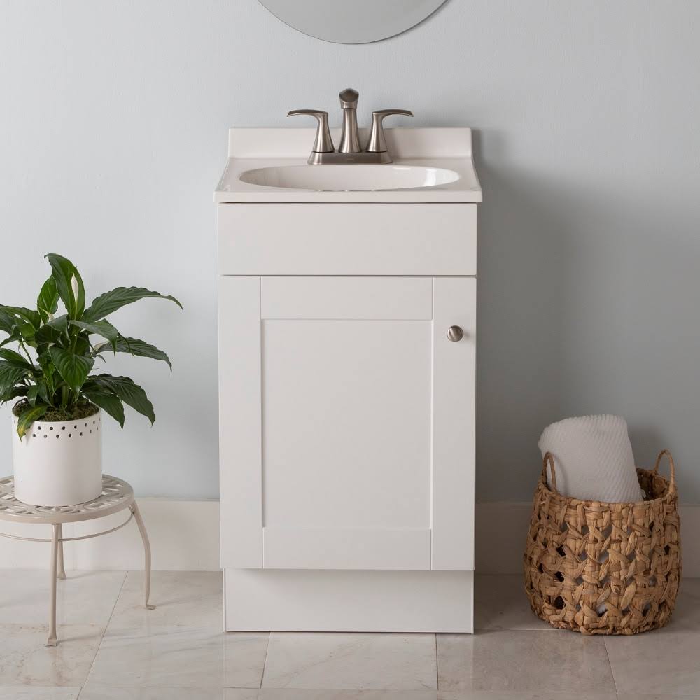 Source Undermount Single Sink Bathroom Vanity With White Cultured Marble Top