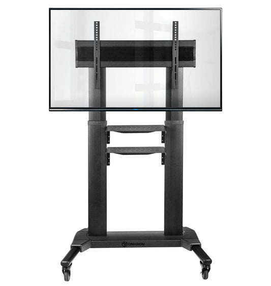 Mobile Tv Stand With Wheels For 40-80 Inch Flat/Curved Screens Up To 122 Lbs