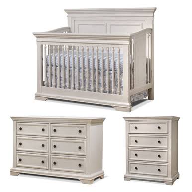 Portofino 3 Piece Nursery Set In Brushed Ivory - White