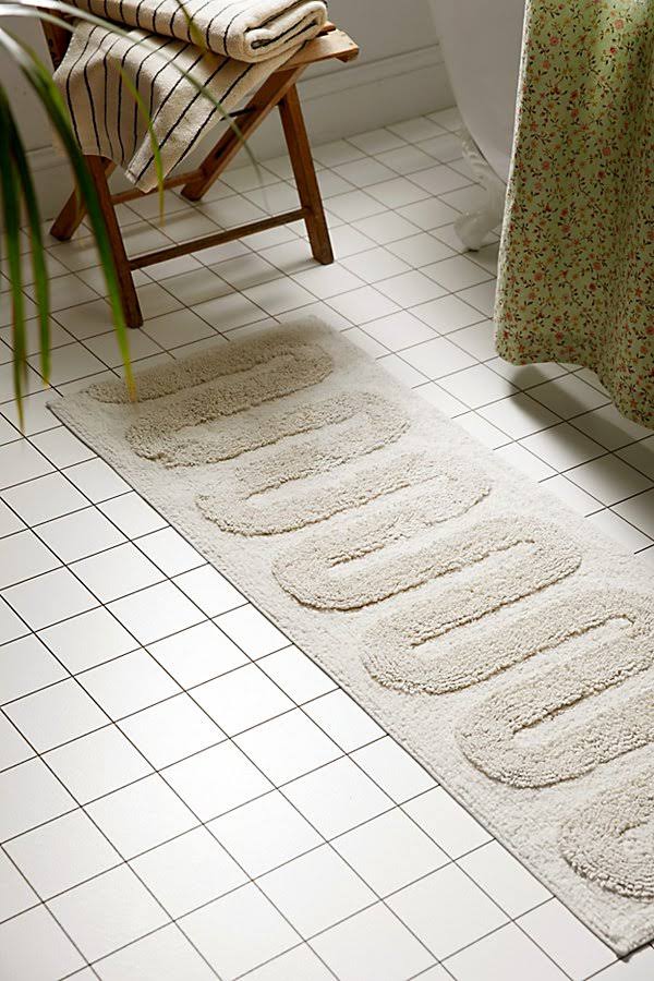 Squiggle Runner Bath Mat In White At