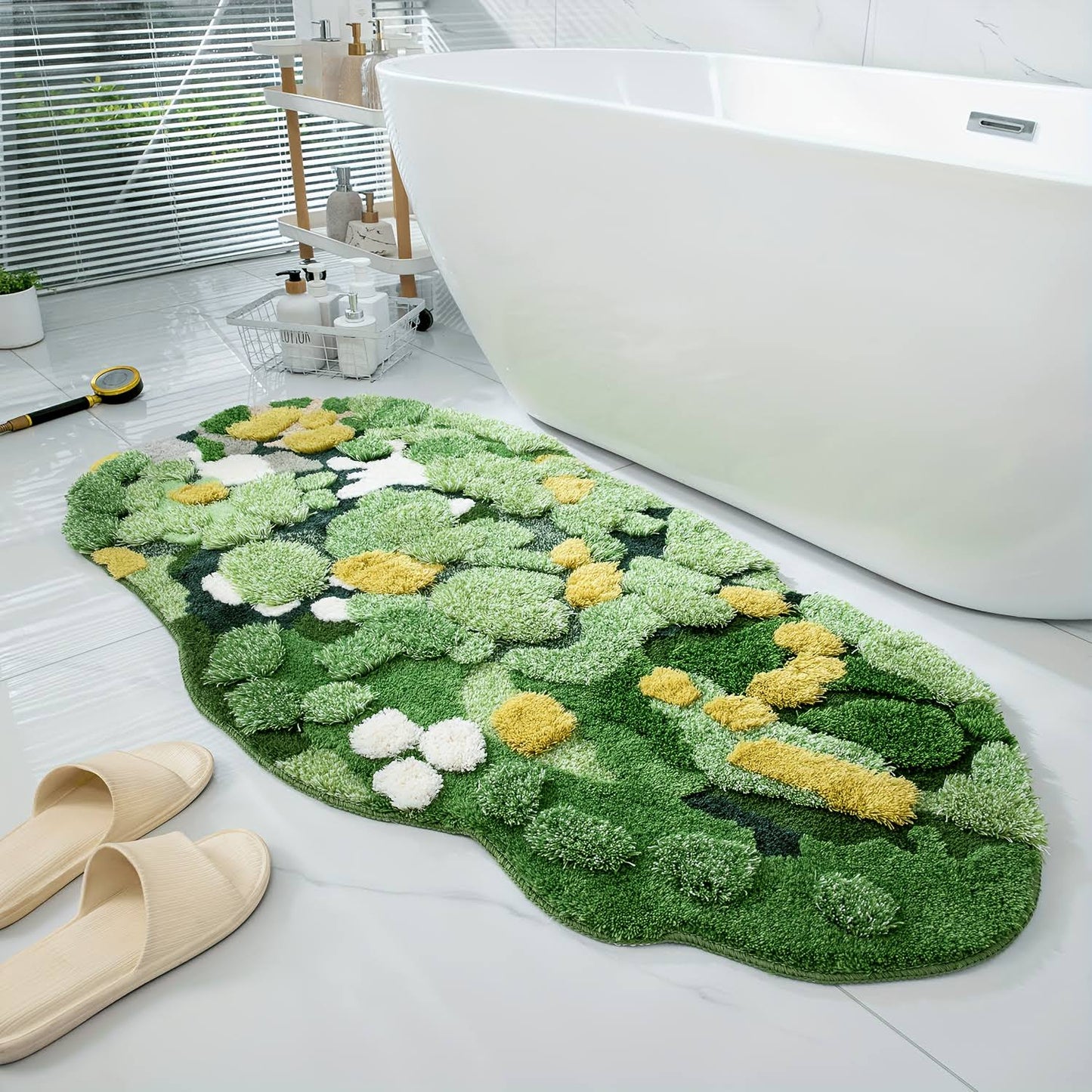 1pc 3d Handmade Plush Moss Carpet For Home Decoration, Water Absorption Anti Slip Washable Game Carpet, Comfortable Plush Living Room, Bedroom,