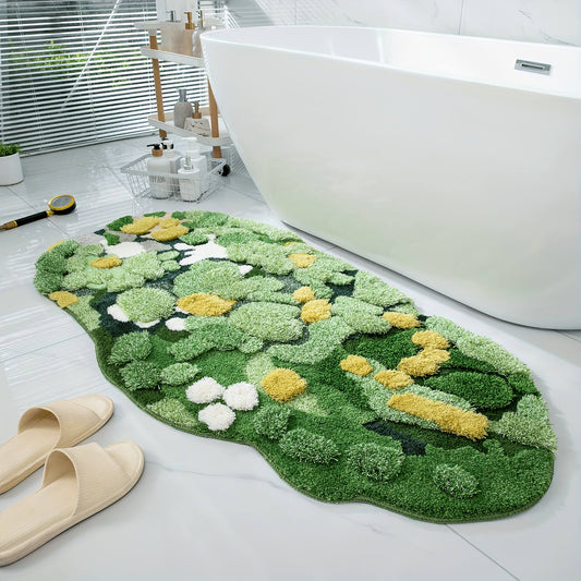 1pc 3d Handmade Plush Moss Carpet For Home Decoration, Water Absorption Anti Slip Washable Game Carpet, Comfortable Plush Living Room, Bedroom,