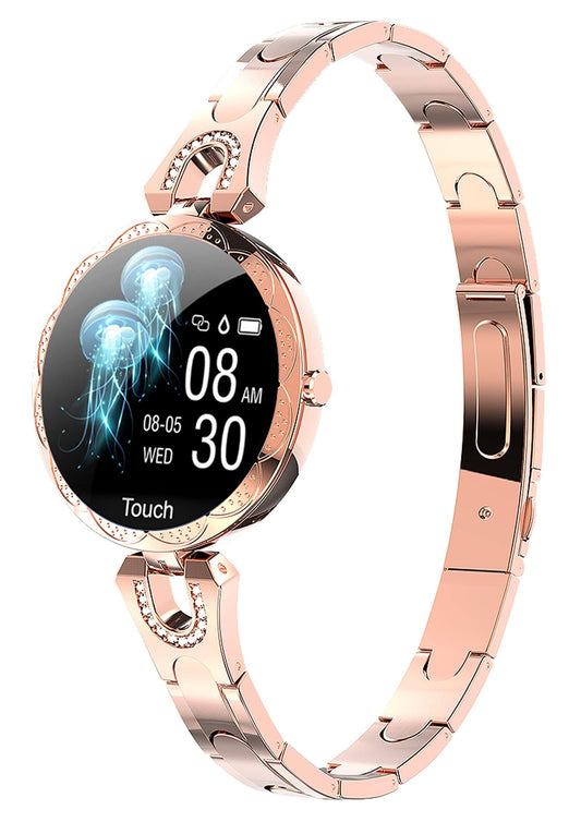 Watch For Women,Waterproof Fitness Tracker For Android Ios Luxury Rose Gold Crystal Smart Bracelet Calorie Counter Pedometer Call Message