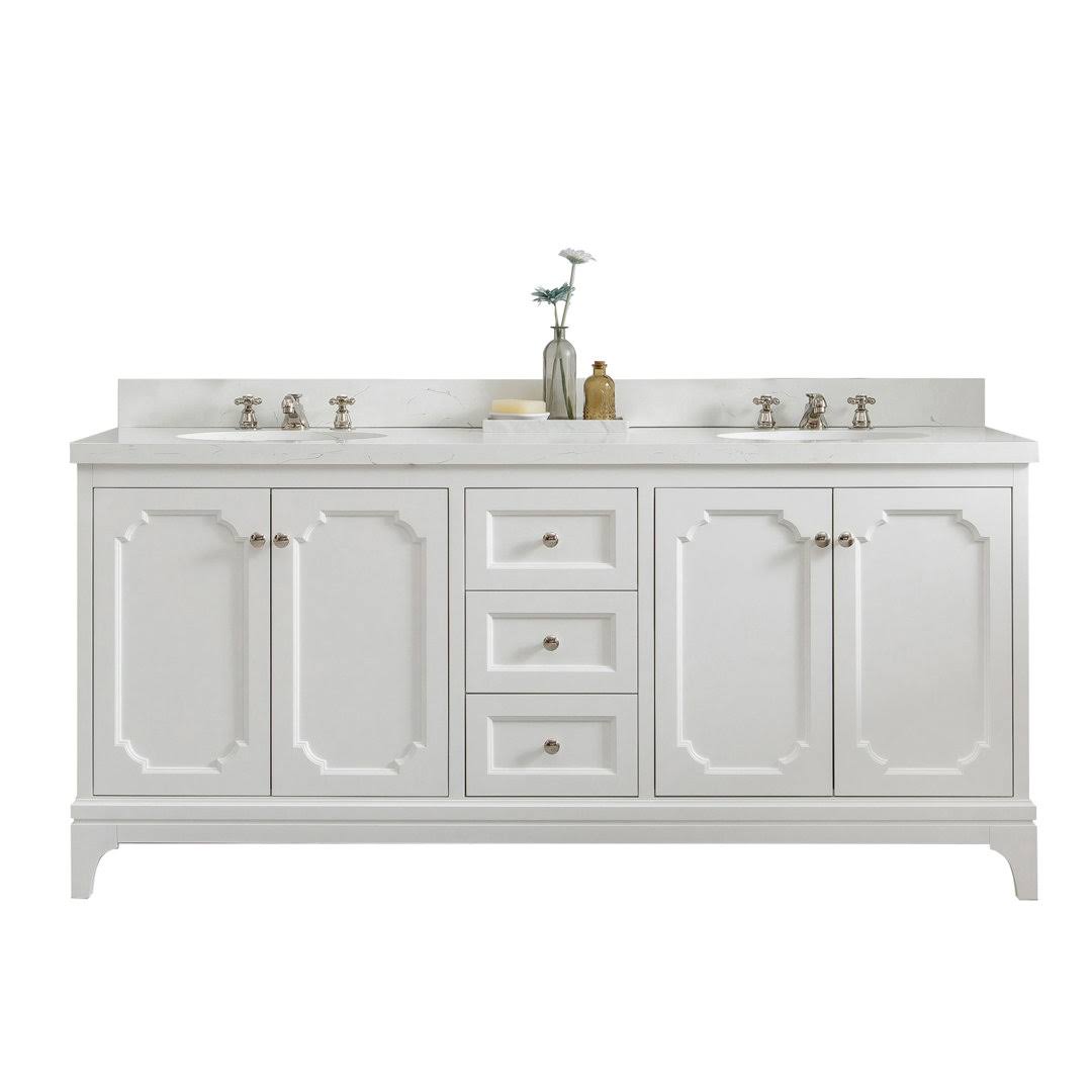 Queen 72 Sink Carrara Quartz Countertop Bath Vanity With Faucet Mirror Willa Arlo Interiors Base Finish