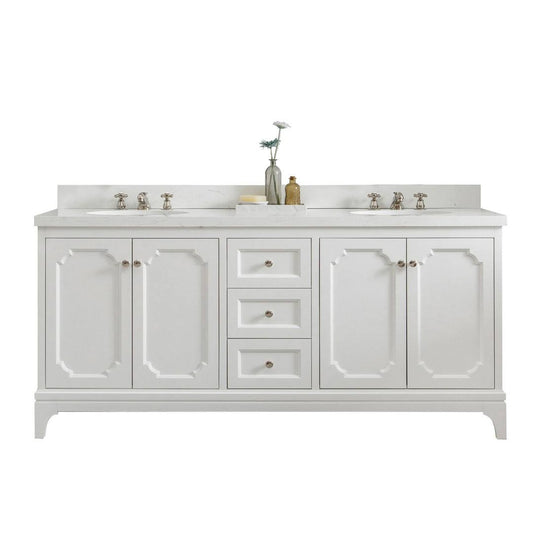 Queen 72 Sink Carrara Quartz Countertop Bath Vanity With Faucet Mirror Willa Arlo Interiors Base Finish