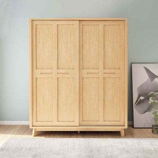 Solid Wood Wardrobe Modern Wardrobe Armoire With 2 Doors And 1 Drawer - Natural 47l X 24w X 77h