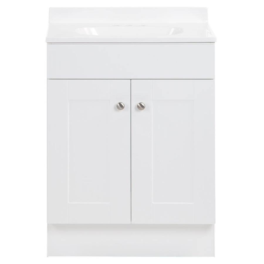 Source White Single Sink Bathroom Vanity With White Cultured Marble Top