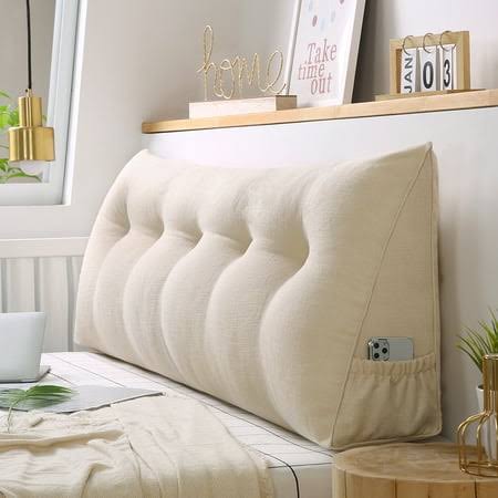 Triangle Pillow Bed Headrest Backrest Sofa Pillow Cushion, Size: 100, Beige