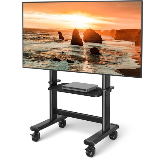 Tv Cart Rolling Tv Stand With Wheels For 55-100 Inch Lcd Led Flat Curved Screens Up To 250 Lbs, Max Vesa800x600 Mm Heavy Duty Portable Floor