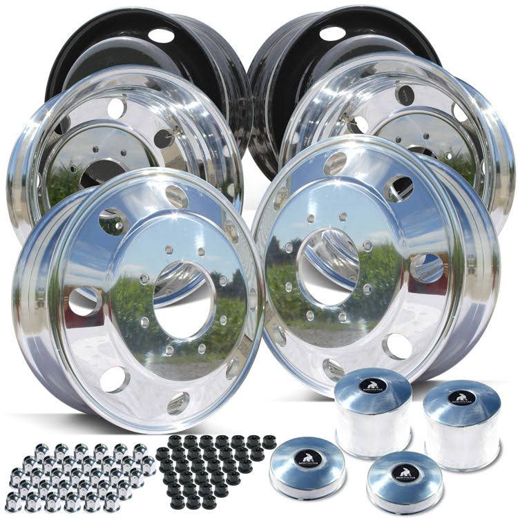 19.5x6 Northstar Mirror Polished Both Sides 1984-1997 Ford F350 Drw 8x6.5 6 Wheel Direct Bolt Kit