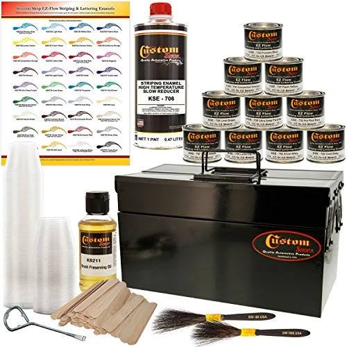 Shop Pinstriping Ultimate Box Kit With Storage Box 10月4日 Ounce Enamel Paint Colors, Tape, Reducer, Brushes And Mixing Cups