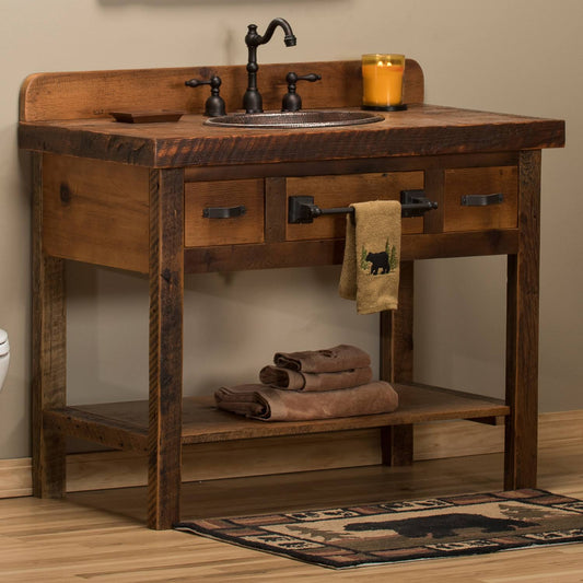 Reclaimed Barn Wood Open Vanity