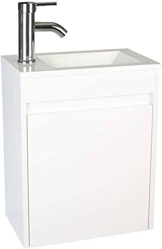 White Bathroom Vanity With Ceramic Vessel Sink Combo,Wall Mount Bathroom Vanity