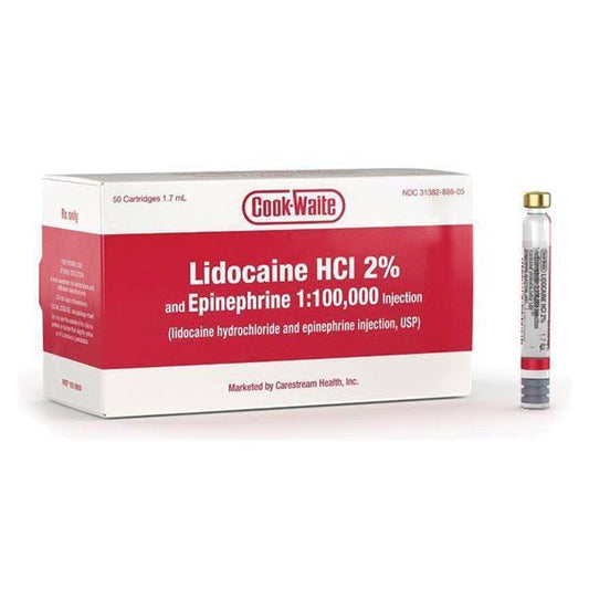 Red Hci 2% W/ Epinephrine 1:100,000 (50/Box)