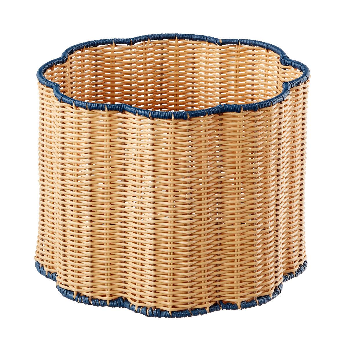 Scalloped Faux Rattan Bin Natural