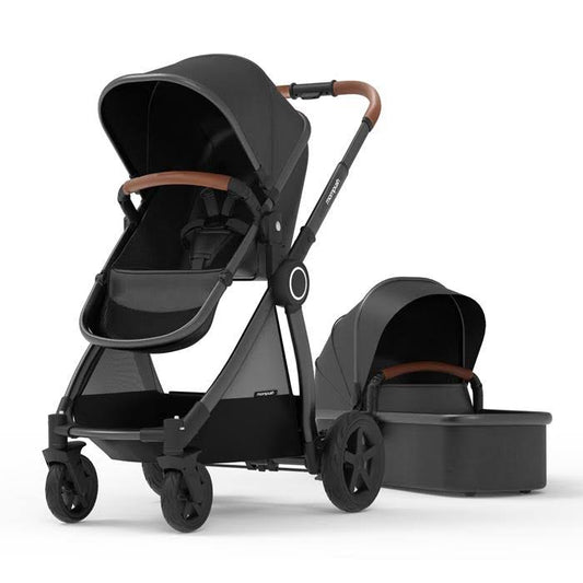 Ultimate 2 Full Size Stroller | Stroller With Independent Bassinets For Infants And Toddlers | Black Fabrics Black Frame