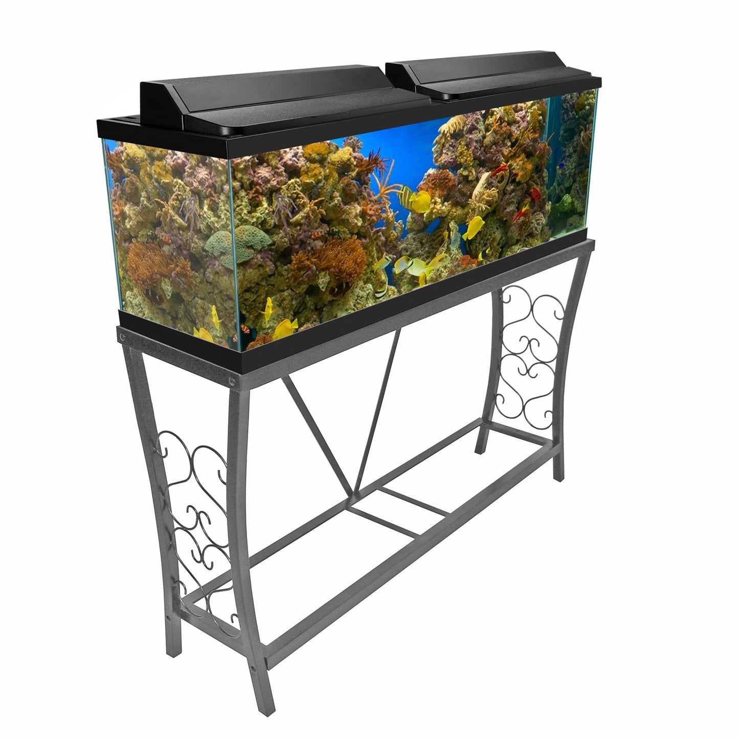 Silver Vein Scroll Aquarium Stand