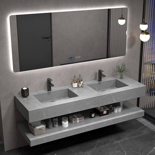 Sink Vanity Wall Mounted Standard Bathroom Vanity With Mirror - Vanity & Faucets & Mirrors 67l X 20w X 10h Integrated