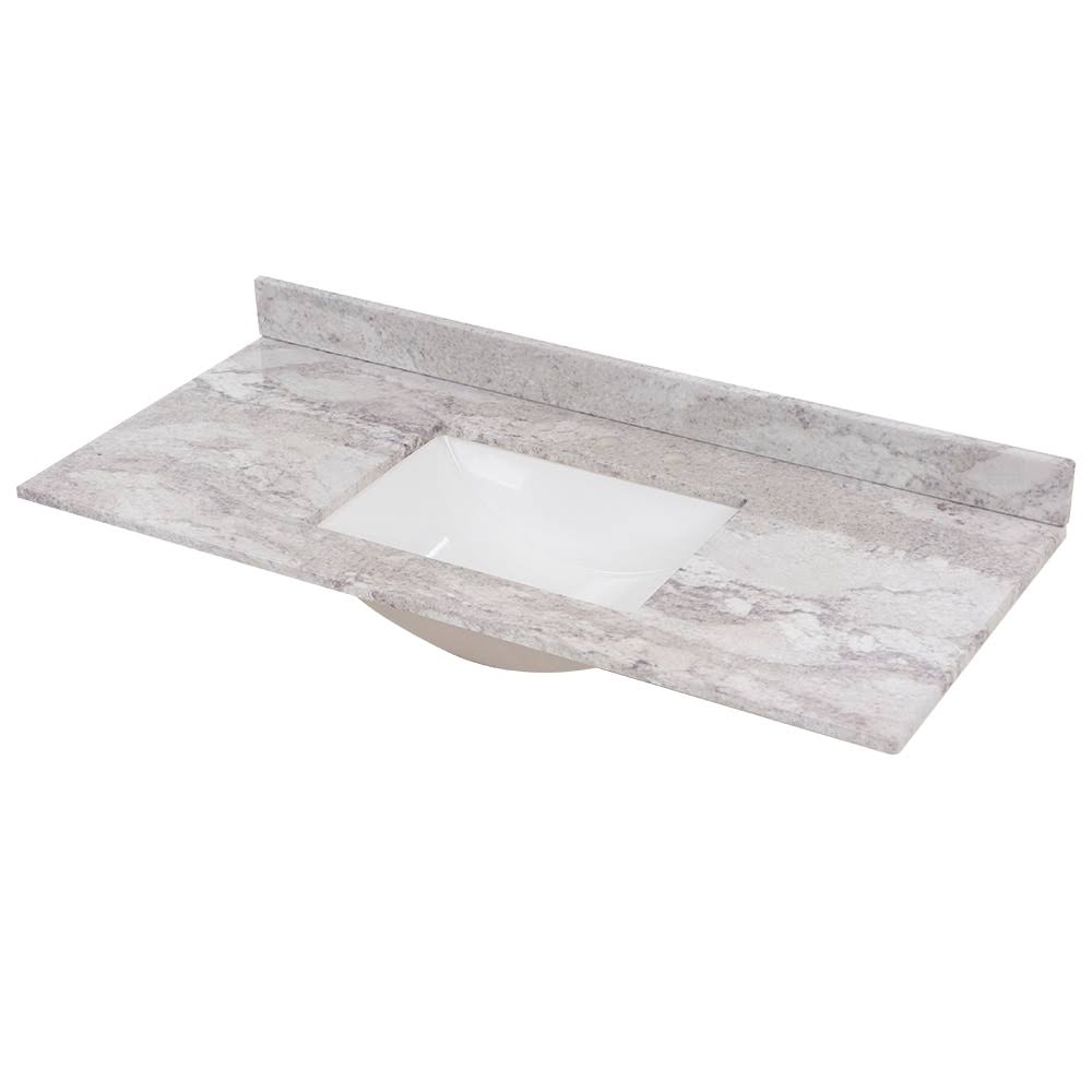 Selections Stone Effects 49-In Solstice Cultured Marble Undermount Single Sink 3-Hole Bathroom Vanity Top R42 Vt4922