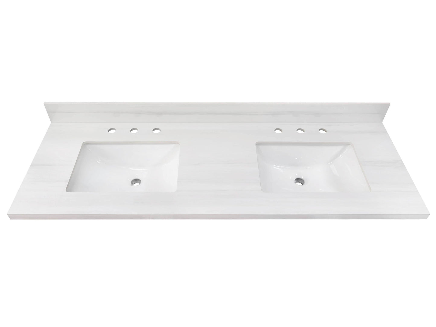 + Roth Dolomiti Bianco 61-In White Sintered Stone Undermount Double Sink 3-Hole Bathroom Vanity Top 261558