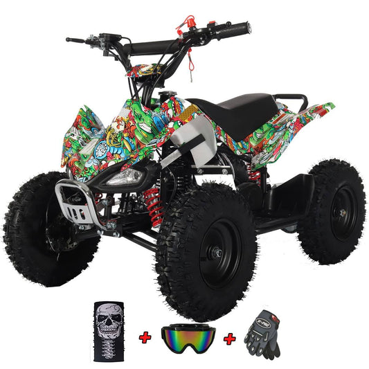 Thunder 40 Atv 4 Wheelers 40cc Atv Quads Quad With Gloves, Goggle And Face Mask (Cartoons)