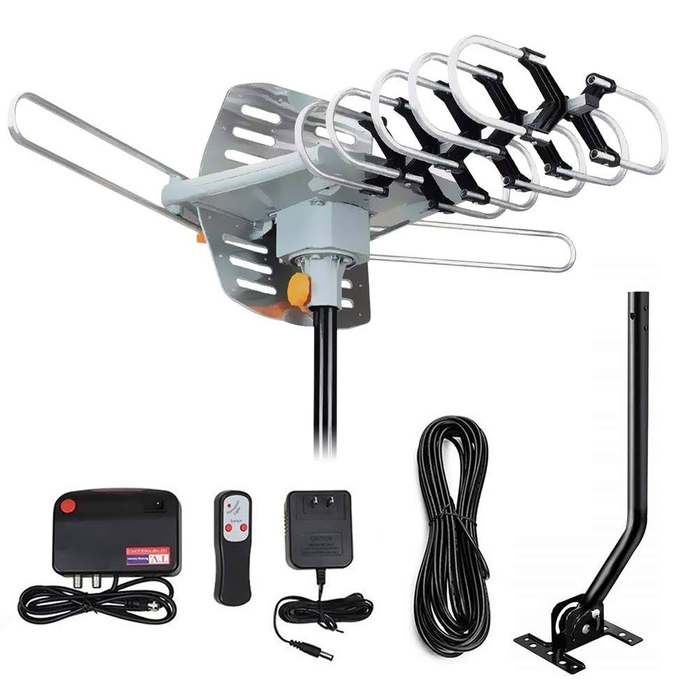 Tv Antenna, Digital Amplified Hd Tv Antenna 150 Mile Range With Mounting Pole & 33 Ft Rg6 Coax Cable,For Uhf Vhf 1080p 4k And All Tvs,360