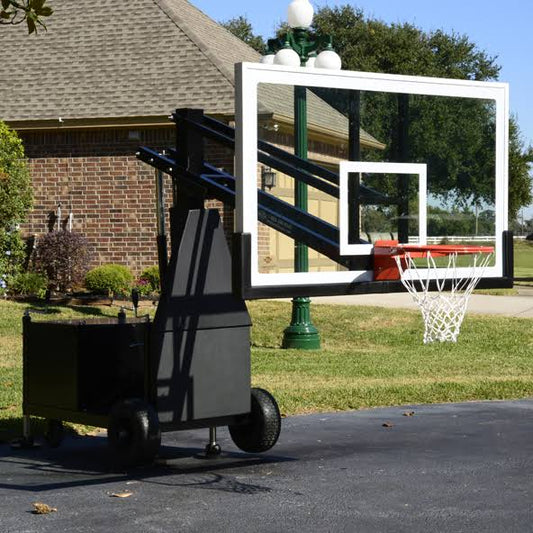 Portable Basketball Goal. Bear Platinum Made Of 820 Lbs Of Steel & Glass. Reg. 72 Backboard