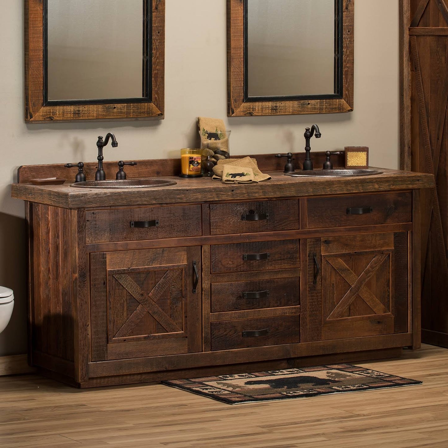 Reclaimed Barn Wood Barn Door Vanity