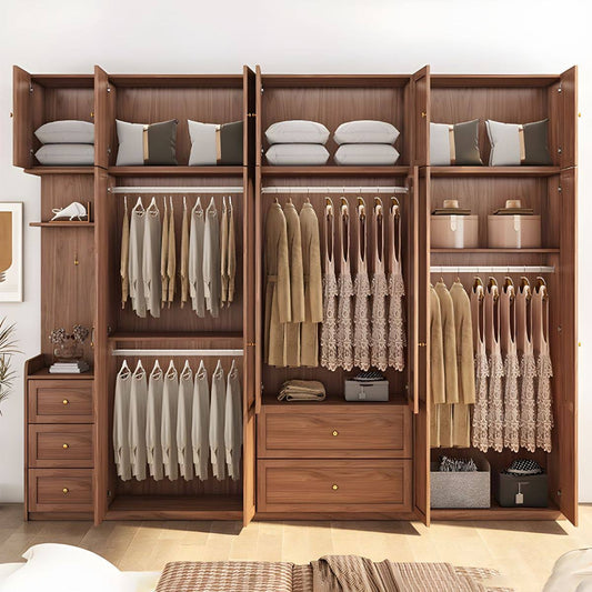 Natural Wood Wardrobe Armoire For Stylish Closet Organization - Armoire & Side Cabinet & Top Cabinet 110l X 22w X 102h