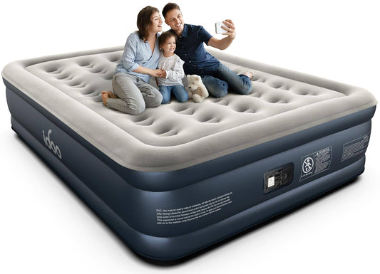 Queen Air Mattress With Built In Pump, Inflatable Mattress For Camping, Guests & Home, 18 Raised Comfort Blow Up Mattress, Air Bed, Colchon